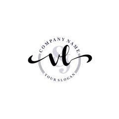 VL Initial handwriting logo vector. Hand lettering for designs.