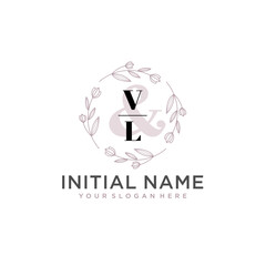 Initial letter VL beauty handwriting logo vector