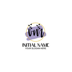 Initial letter VM beauty handwriting logo vector