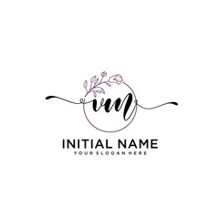 Initial letter VM beauty handwriting logo vector