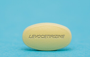 Obraz na płótnie Canvas Levocetirizine Pharmaceutical medicine pills tablet Copy space. Medical concepts.