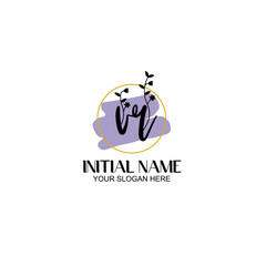 Initial letter VR beauty handwriting logo vector