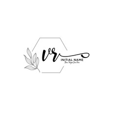 Initial letter VR beauty handwriting logo vector