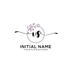 Fototapeta premium Initial letter VS beauty handwriting logo vector