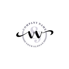 VV Initial handwriting logo vector. Hand lettering for designs.