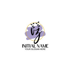 Initial letter VZ beauty handwriting logo vector