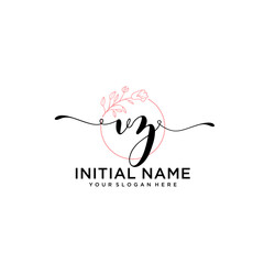 Initial letter VZ beauty handwriting logo vector