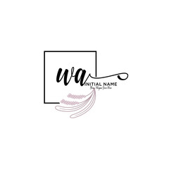 Initial letter WA beauty handwriting logo vector