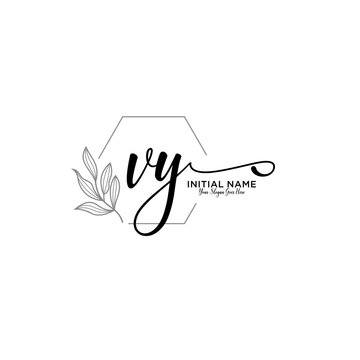 Initial letter VY beauty handwriting logo vector