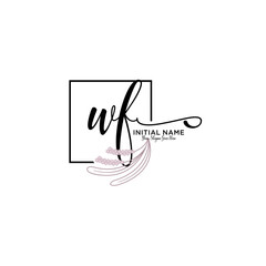 Initial letter WF beauty handwriting logo vector