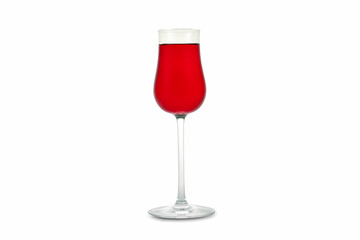 red champagne in a glass champagne tall celebration on a white background