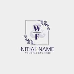 WF Initial handwriting logo vector. Hand lettering for designs.