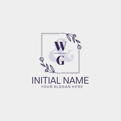 WG Initial handwriting logo vector. Hand lettering for designs.