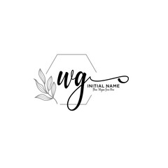 Initial letter WG beauty handwriting logo vector