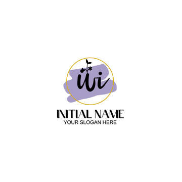 WI Initial handwriting logo vector. Hand lettering for designs.