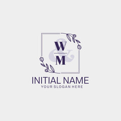 Initial letter WM beauty handwriting logo vector