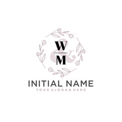 Initial letter WM beauty handwriting logo vector