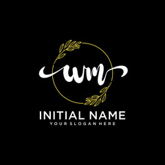 WM Initial handwriting logo vector. Hand lettering for designs.