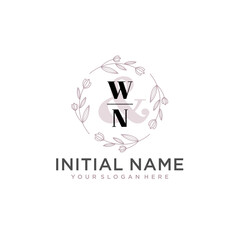 Initial letter WN beauty handwriting logo vector