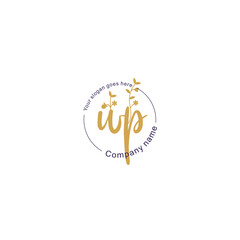 Initial letter WP beauty handwriting logo vector