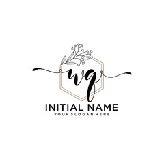 Initial letter WQ beauty handwriting logo vector