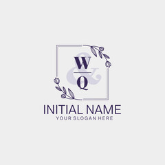 Initial letter WQ beauty handwriting logo vector