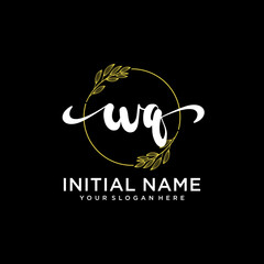 WQ Initial handwriting logo vector. Hand lettering for designs.