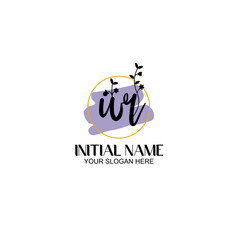 Initial letter WR beauty handwriting logo vector