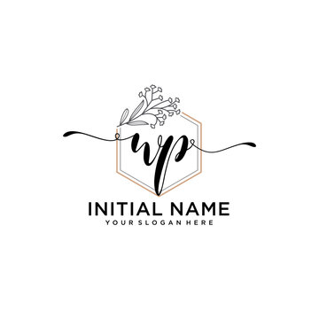 Initial letter WP beauty handwriting logo vector