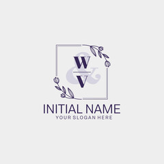 Initial letter WV beauty handwriting logo vector