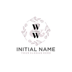 Initial letter WW beauty handwriting logo vector