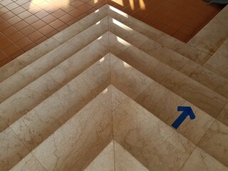 top view of the stairs of the house made of tiles. Interior concept.