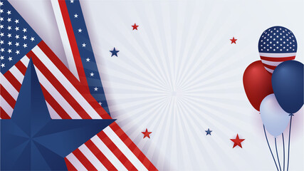 Happy 4th of July USA Independence Day background with American national flag. Universal US American banner. Vector illustration. Designed for Memorial day, Labour day, presentation, patriot, election