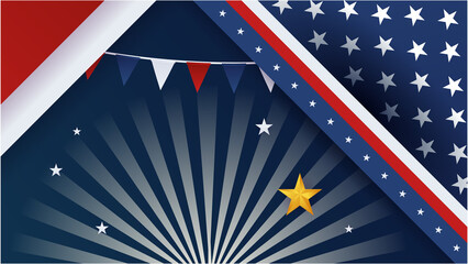 Happy 4th of July USA Independence Day background with American national flag. Universal US American banner. Vector illustration. Designed for Memorial day, Labour day, presentation, patriot, election