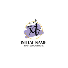 Initial letter XT beauty handwriting logo vector