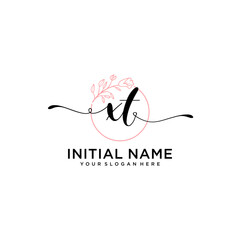Initial letter XT beauty handwriting logo vector