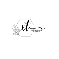 Initial letter XT beauty handwriting logo vector