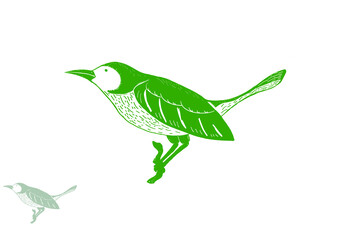 Hand drawn bird sitting on a branch illustration logo
