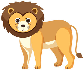 Cute lion in flat cartoon style