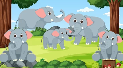 Elephants in the forest scene © blueringmedia
