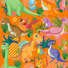 Cute dinosaur seamless pattern