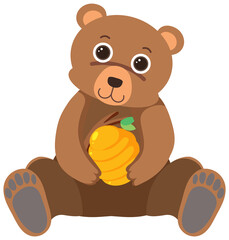Cute bear in flat cartoon style