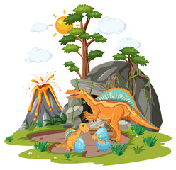Naklejka premium Dinosaur in the forest isolated