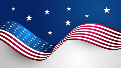 Happy 4th of July USA Independence Day background with American national flag. Universal US American banner. Vector illustration. Designed for Memorial day, Labour day, presentation, patriot, election