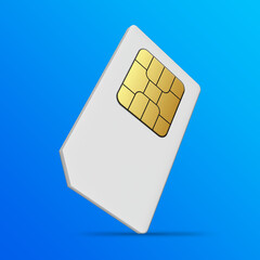 sim card isolated on blue background.