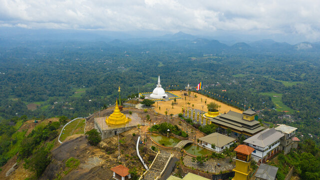 Top view of Nelligala international Buddhist Manastery in Sri Lanka