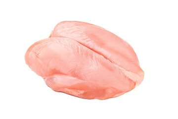 Isolated fresh raw chicken breast fillet on white background