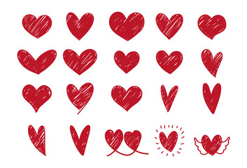 Heart Hand drawn set doodles ,hearts collection. Romance and love illustrations.	