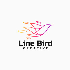 Vector Logo Illustration Bird Line Art Gradient Style.