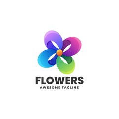 Vector Logo Illustration Flower Gradient Colorful Style.